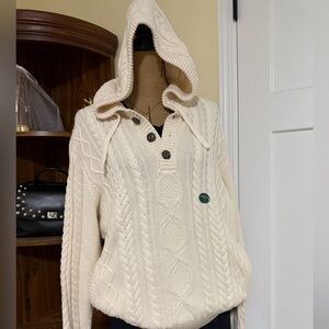 LL Bean Cable-Knit Hooded Sweater